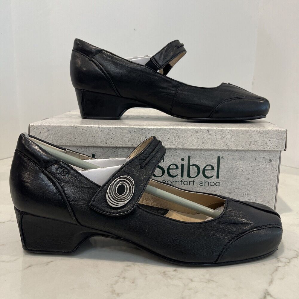 Josef Seibel‎ New Cara Black Leather Mary Jane Shoes 41 US 10-10.5 Pumps Heels